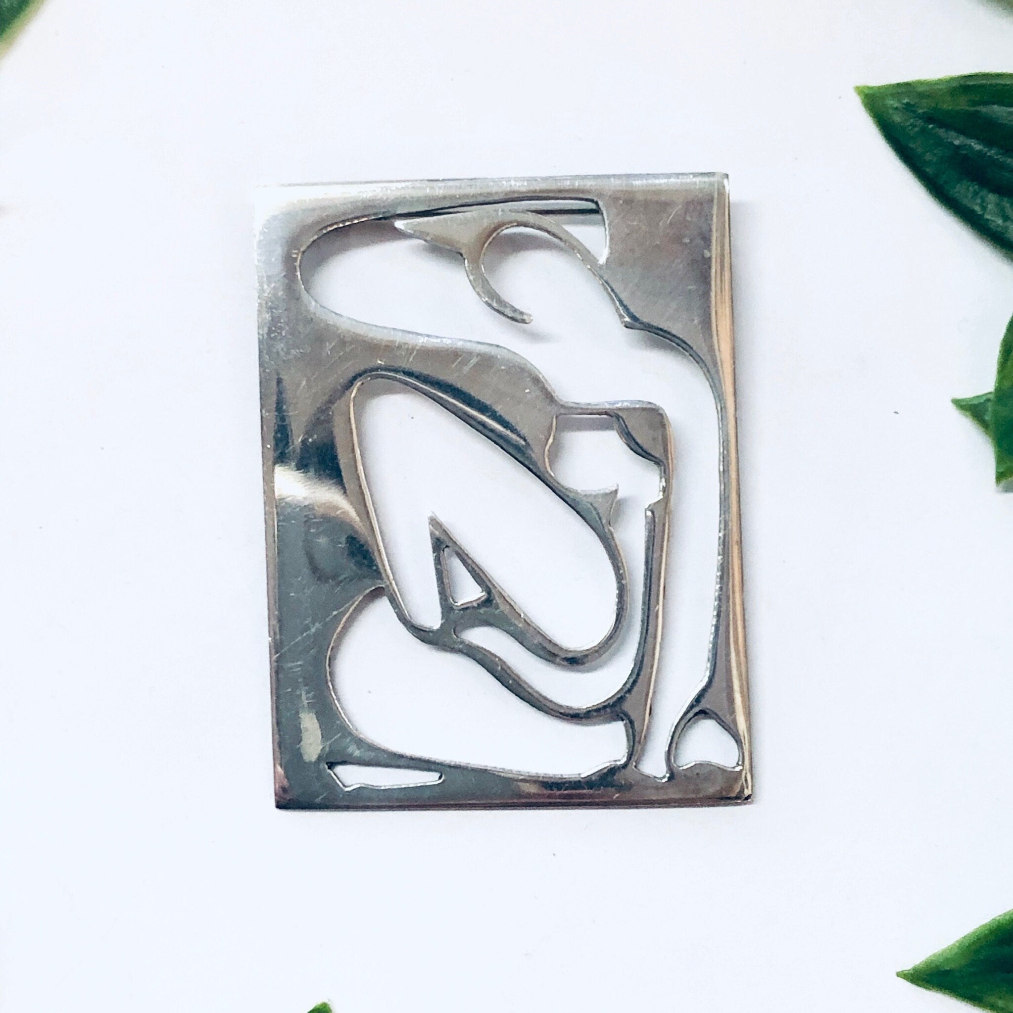 Vintage Pin, Vintage Brooch, Abstract Jewelry, Womans Body Pin, Abstract Lady Pin, Modernist Brooch, Unique Jewelry, 925 Brooch, Cut Out