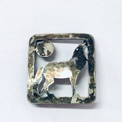 Vintage Brooch, Vintage Pin, Silver Brooch, Wolf Pin, Wolf Jewelry, Howl at the Moon, Wolf Howl, Cut out Pin, Animal Jewelry, Moon Pin, 925