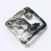 Vintage Brooch, Vintage Pin, Silver Brooch, Wolf Pin, Wolf Jewelry, Howl at the Moon, Wolf Howl, Cut out Pin, Animal Jewelry, Moon Pin, 925