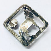 Vintage Brooch, Vintage Pin, Silver Brooch, Wolf Pin, Wolf Jewelry, Howl at the Moon, Wolf Howl, Cut out Pin, Animal Jewelry, Moon Pin, 925
