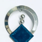 Vintage Blue Pendant, Blue Stone Jewelry, Silver Pendant, Vintage Blue Necklace, Abstract Silver Pendant, Unique Jewelry Design