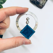 Vintage Blue Pendant, Blue Stone Jewelry, Silver Pendant, Vintage Blue Necklace, Abstract Silver Pendant, Unique Jewelry Design