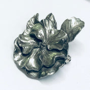 Seagull Pewter Brooch, Pewter Pin, Vintage Flower Brooch, Floral Jewelry, 1994 Seagull Pewter, Vintage Pewter Pin