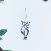 Marcasite Cat Pin, Silver Cat Brooch, Gift for Cat Lover, Kitty Cat Brooch, Silver Pin, Red Eye Cat