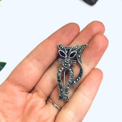 Marcasite Cat Pin, Silver Cat Brooch, Gift for Cat Lover, Kitty Cat Brooch, Silver Pin, Red Eye Cat