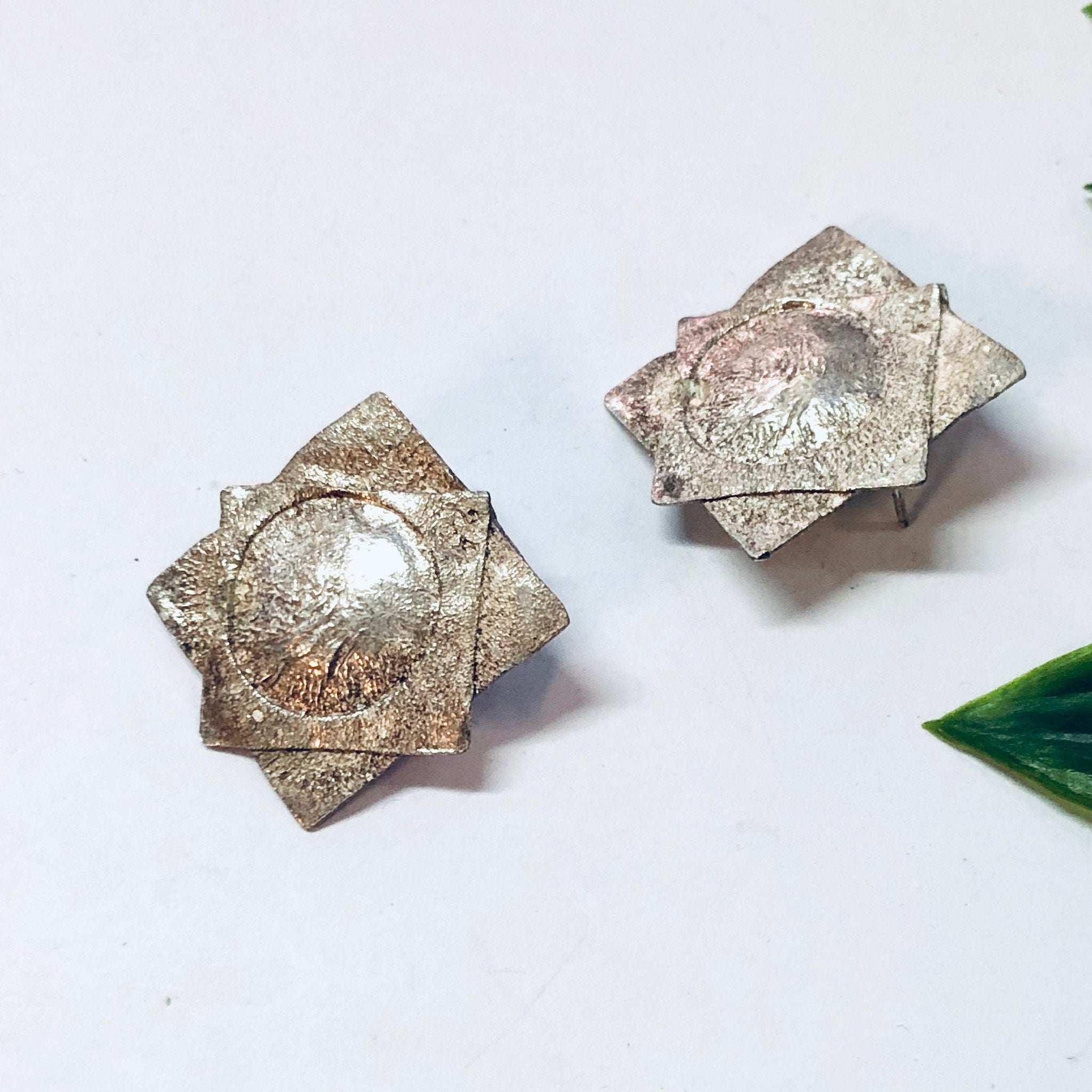 Silver Earrings, Vintage Earrings, Geometric Jewelry, Polansky Earrings, Statement Jewelry, Vintage Jewelry, Textured Silver, 925 Earrings