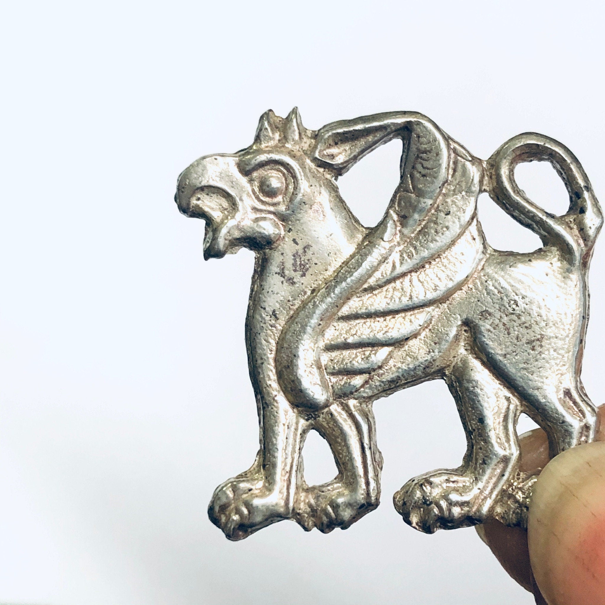 Vintage Animal Pin, Small Silver Brooch, Vintage Silver Jewelry, Animal Jewelry, Unique Pin, Winged Animal