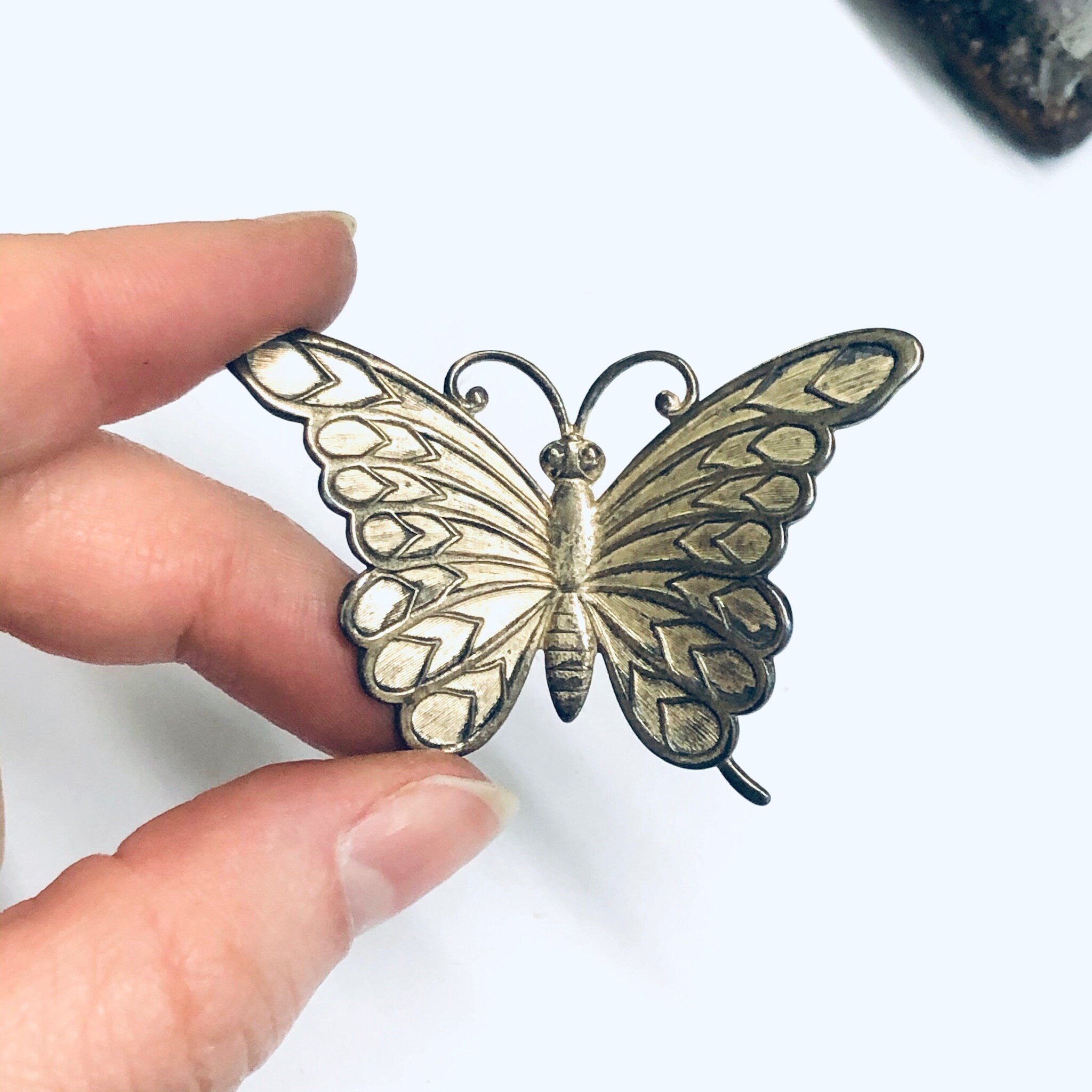 Beau Sterling Butterfly Pin, Vintage Butterfly Brooch, Silver Butterfly Jewelry, Insect Jewelry