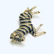 Vintage Zebra Brooch, Rhinestone Zebra Pin, Gold Toned Brooch, Vintage Animal Pin, Animal Jewelry