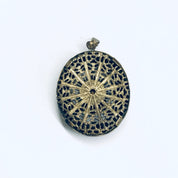 Large Vintage Gold Toned Pendant, Red Stone Pendant, Oval Shaped Pendant, Dark Red Gemstone, Vintage Necklace Pendant