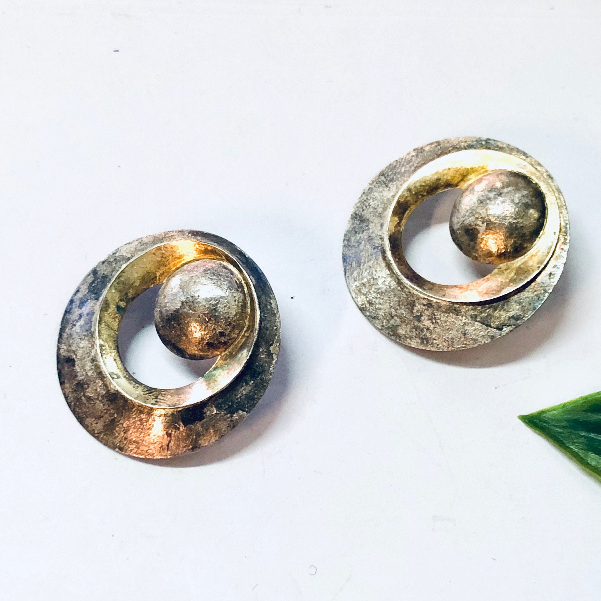 Vintage Earrings, Silver Earrings, Round Earrings, Statement Jewelry, Vintage Jewelry, Pierced Ears, Unique Jewelry, Circle Earrings, 925