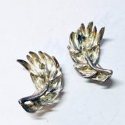 Vintage Earrings, Silver Earrings, Vintage Jewelry, Pierced Ears, Feather Earrings, Leaf Earrings, Unique Jewelry, Sparkly Jewelry, 925