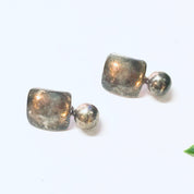 Vintage Earrings, Silver Earrings, Geometric Jewelry, Pierced Ears, Unique Earrings, Vintage Jewelry, Square Earrings, Simple Jewelry, 925