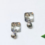 Vintage Earrings, Silver Earrings, Geometric Jewelry, Pierced Ears, Unique Earrings, Vintage Jewelry, Square Earrings, Simple Jewelry, 925
