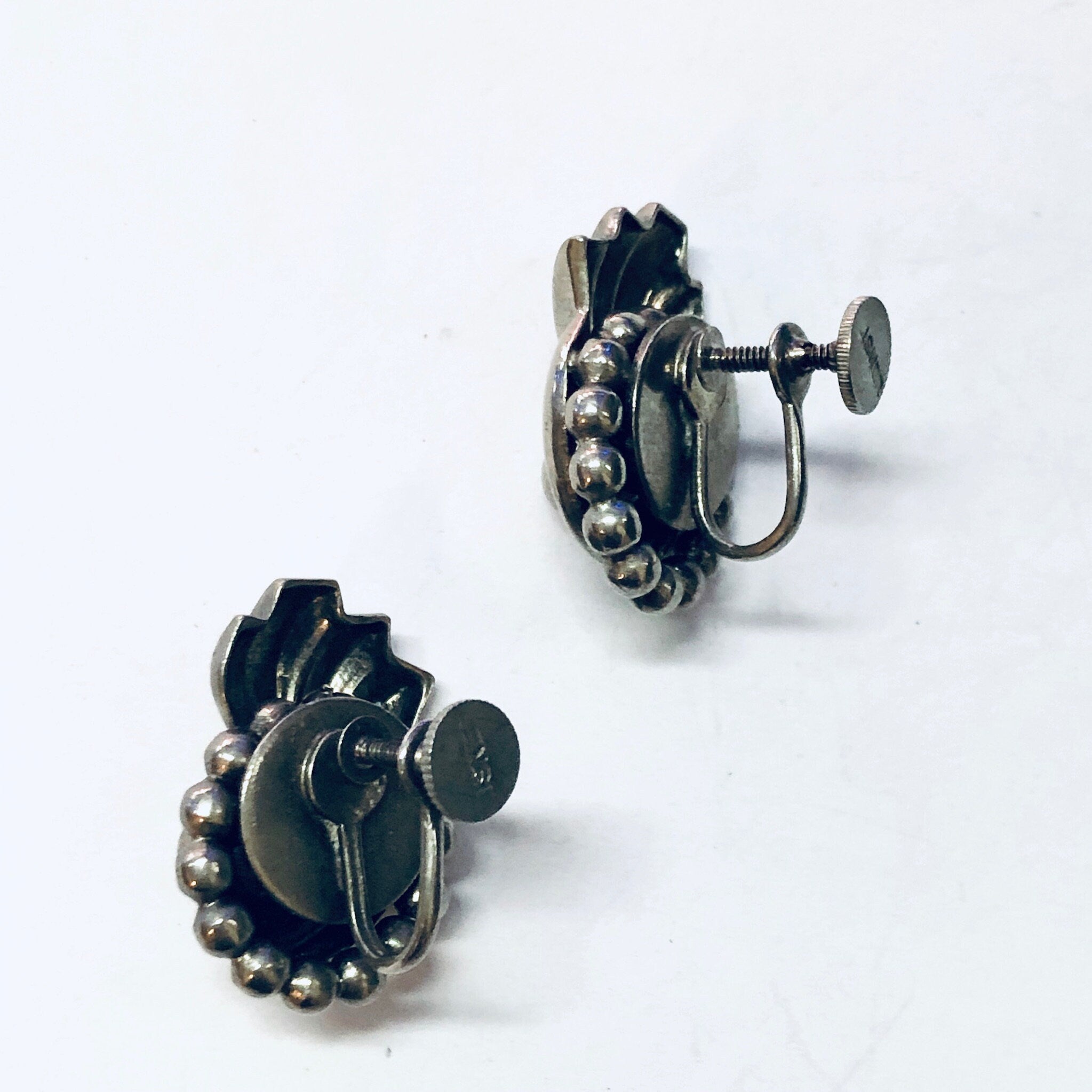 Vintage Earrings, Silver Earrings, Lisner Earrings, Lisner Jewelry, Screw Back Earrings, Unique Earrings, Vintage Jewelry, Funky Earrings