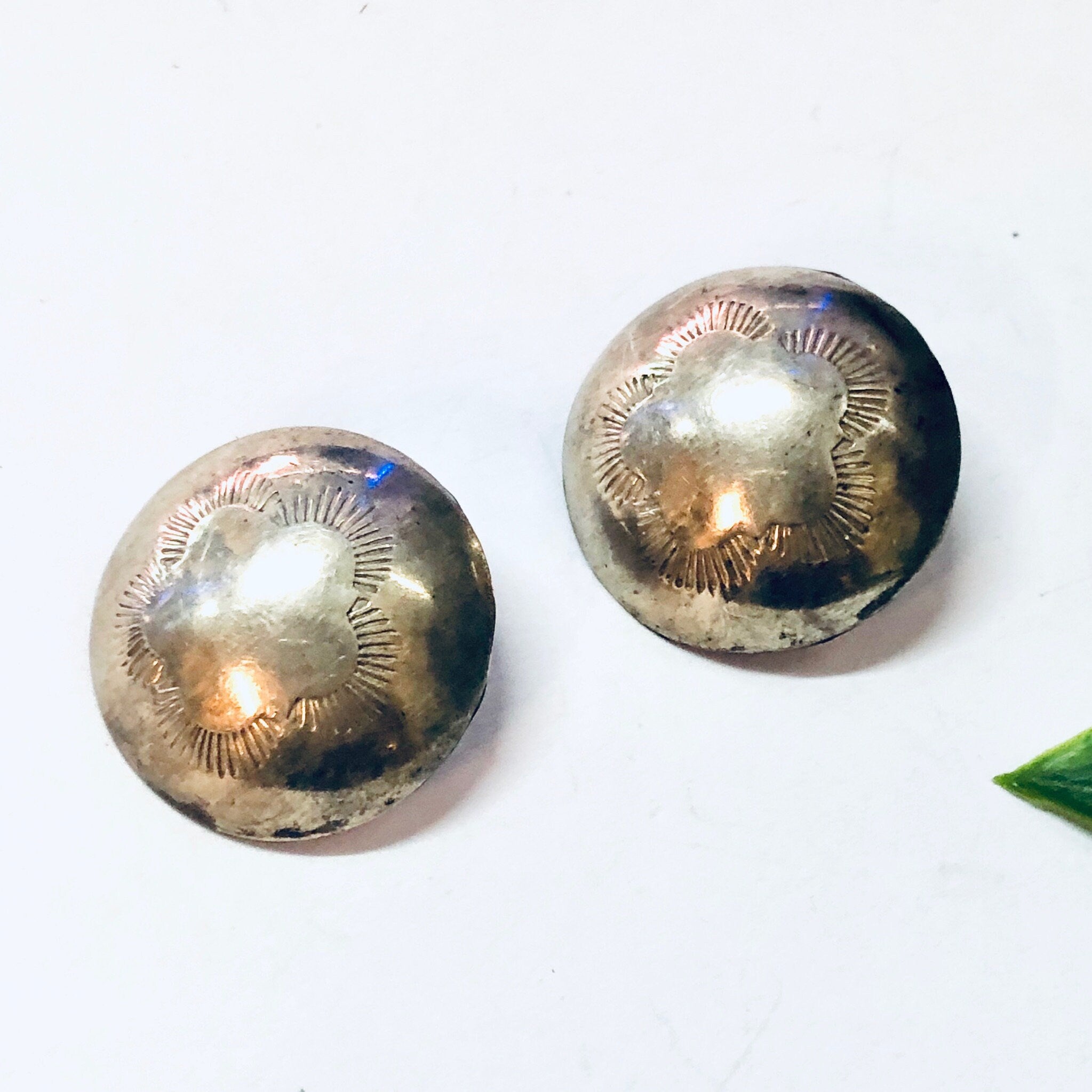 Vintage Earrings, Silver Earrings, Concho Earrings, Unique Jewelry, Vintage Jewelry, Statement Jewelry, Pierced Ears, Round Earrings, 925