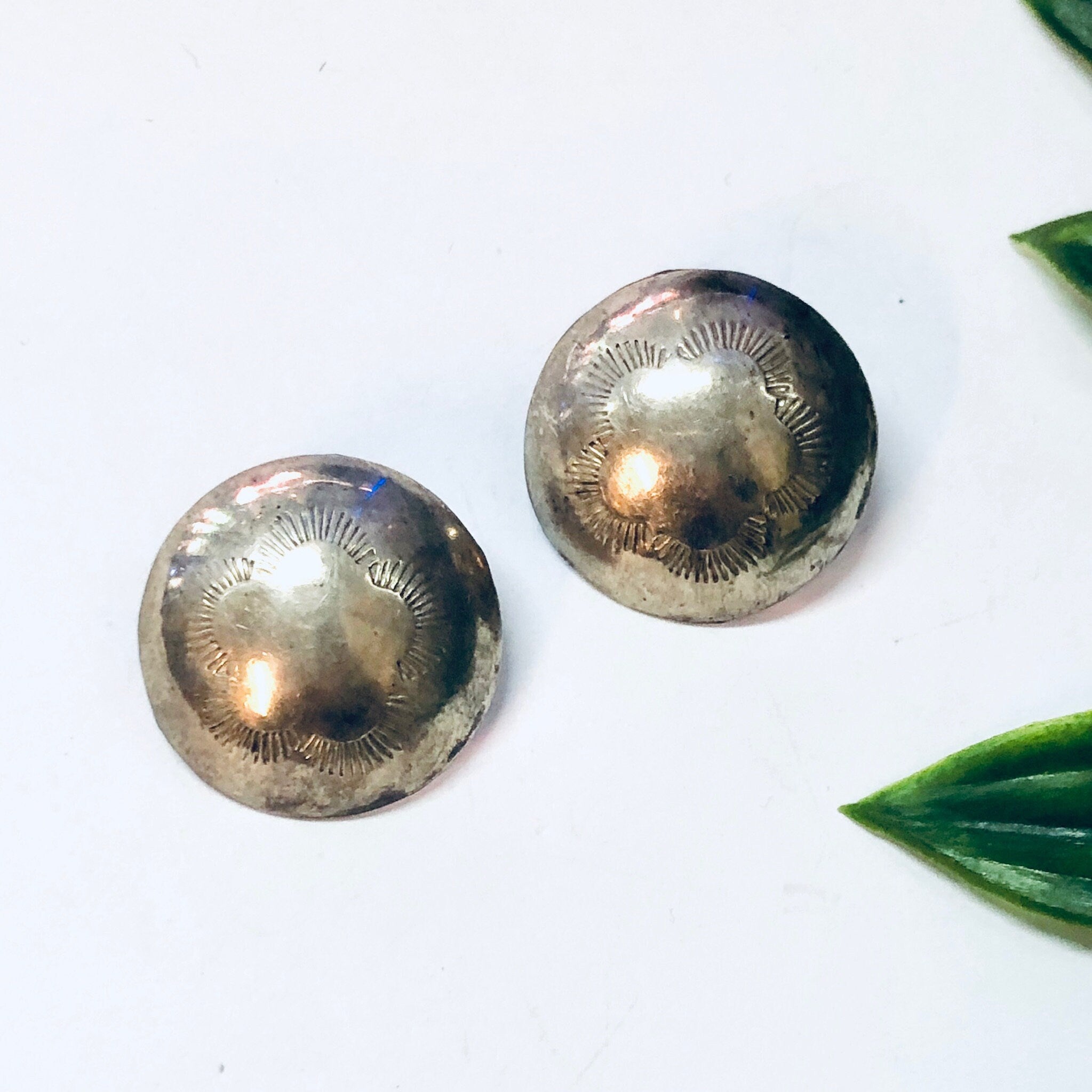 Vintage Earrings, Silver Earrings, Concho Earrings, Unique Jewelry, Vintage Jewelry, Statement Jewelry, Pierced Ears, Round Earrings, 925