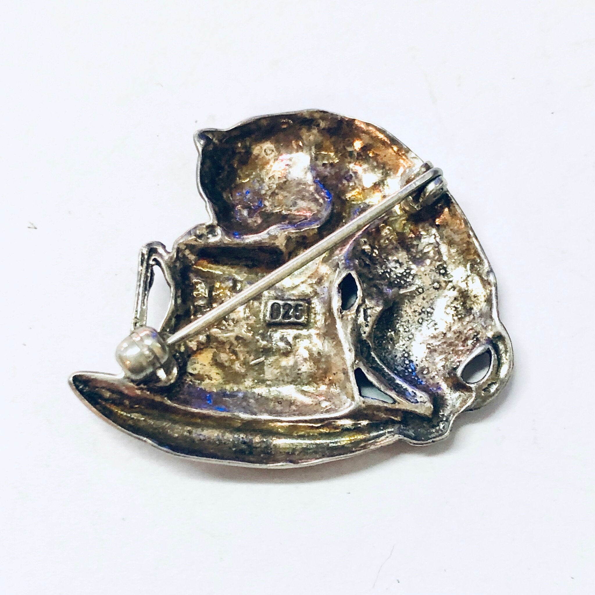 Vintage Brooch, Silver Brooch, Cat Brooch, Cat Pin, Vintage Pin, Cat Jewelry, Animal Jewelry, Teacup Cat Pin, Cat in Cup, Vintage Jewelry,