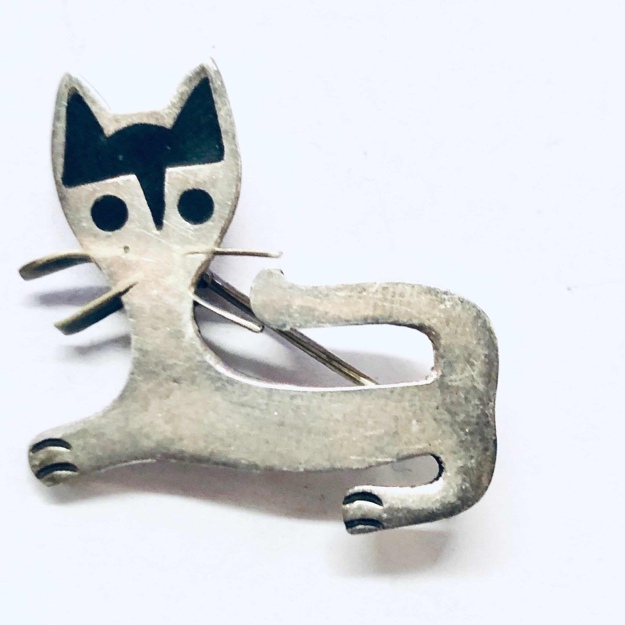 Vintage Brooch, Vintage Pin, Silver Pin, Cat Pin, Cat Brooch, Animal Jewelry, Cat Jewelry, Vintage Jewelry, Small Pin, Cat Lover Pin, 925