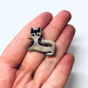 Vintage Brooch, Vintage Pin, Silver Pin, Cat Pin, Cat Brooch, Animal Jewelry, Cat Jewelry, Vintage Jewelry, Small Pin, Cat Lover Pin, 925