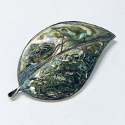 Vintage Brooch, Abalone Brooch, Leave Brooch, Vintage Pin, Silver Brooch, Silver Pin, Leaf Jewelry, Unique Pin, Shell Pin, 925 Brooch, Pin