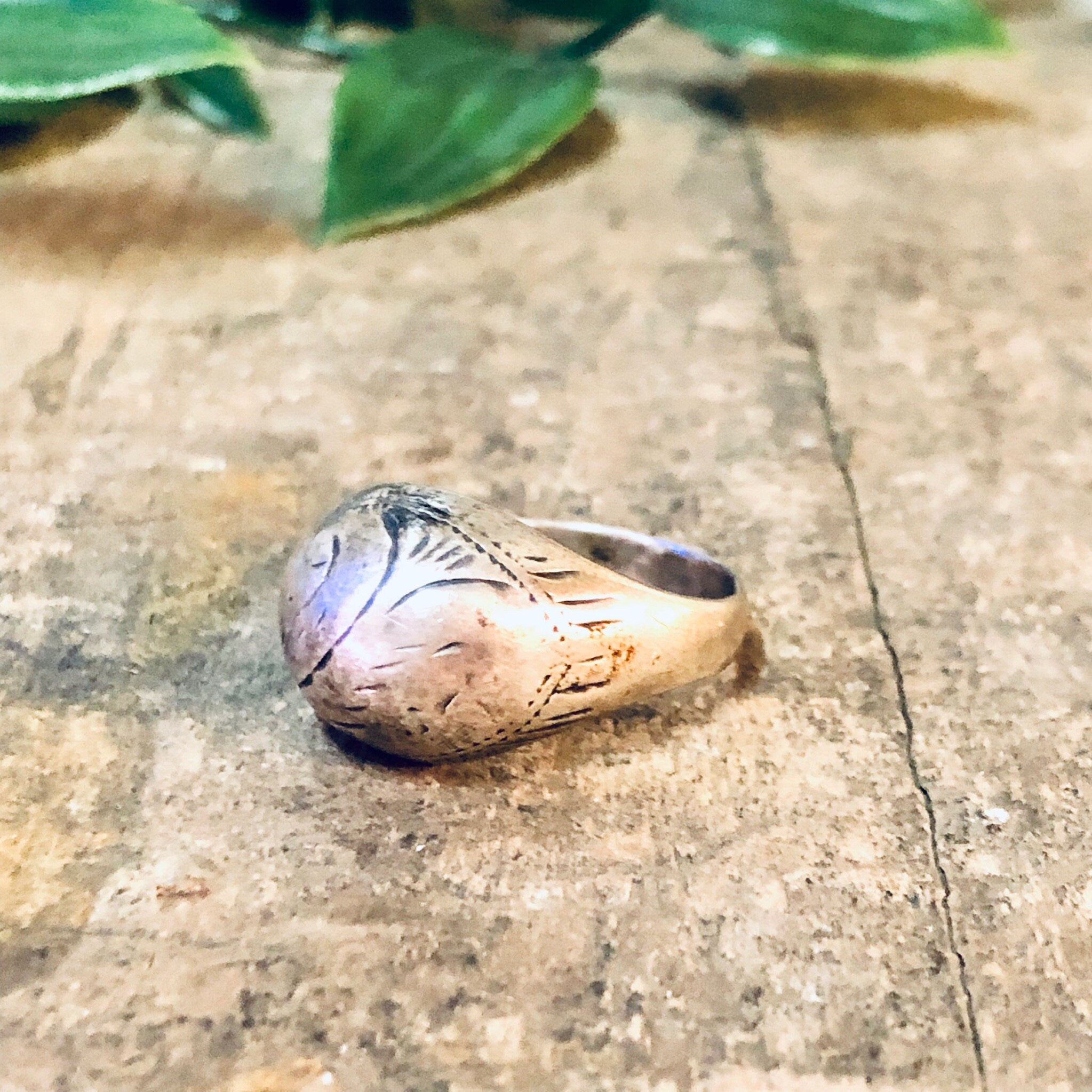 Vintage Ring, Silver Ring, Dome Ring, Etching Ring, Vintage Jewelry, Etched Design, Unique Jewelry, Everyday Jewelry, Etched Silver Ring,