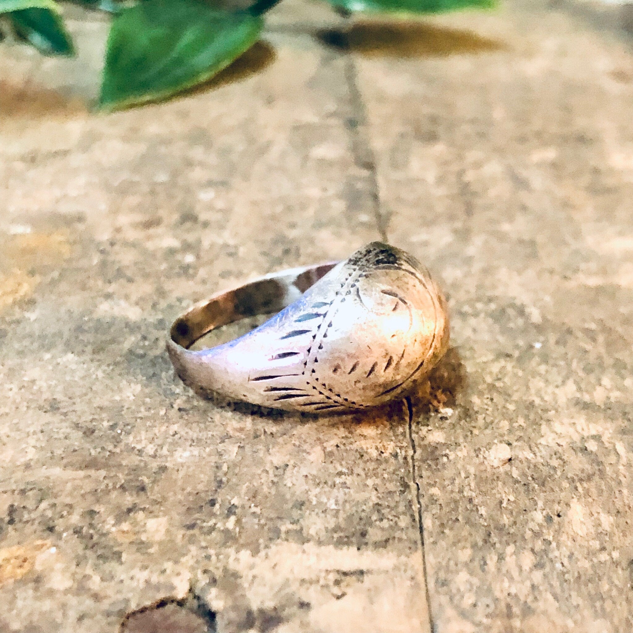 Vintage Ring, Silver Ring, Dome Ring, Etching Ring, Vintage Jewelry, Etched Design, Unique Jewelry, Everyday Jewelry, Etched Silver Ring,