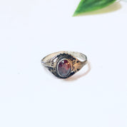 Vintage Ring, Silver Ring, Red Gemstone, Red and Silver, Vintage Jewelry, Unique Jewelry, Leaf Ring, Leaf Jewelry, Statement Ring, 925 Ring