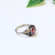 Vintage Ring, Silver Ring, Red Gemstone, Red and Silver, Vintage Jewelry, Unique Jewelry, Leaf Ring, Leaf Jewelry, Statement Ring, 925 Ring
