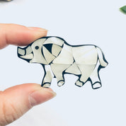 Mother of Pearl Elephant Brooch, Vintage Animal Jewelry, Mother of Pearl Inlay Jewelry, Vintage Rhino Pin