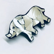 Mother of Pearl Elephant Brooch, Vintage Animal Jewelry, Mother of Pearl Inlay Jewelry, Vintage Rhino Pin