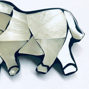 Mother of Pearl Elephant Brooch, Vintage Animal Jewelry, Mother of Pearl Inlay Jewelry, Vintage Rhino Pin
