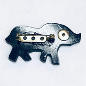 Mother of Pearl Elephant Brooch, Vintage Animal Jewelry, Mother of Pearl Inlay Jewelry, Vintage Rhino Pin