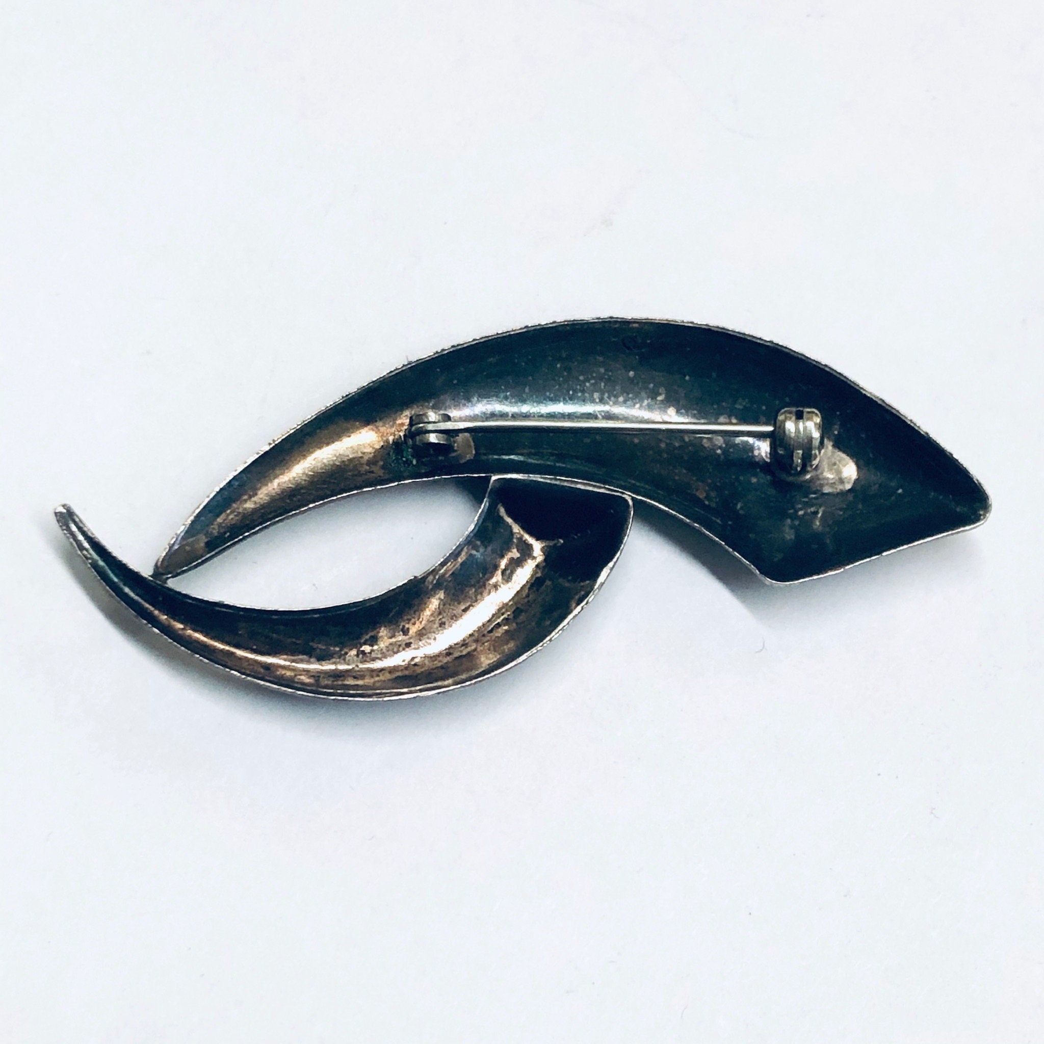 Abstract Silver Brooch, Unique Design Pin, Silver Modernist Pin, Vintage Silver Brooch, Funky Jewelry