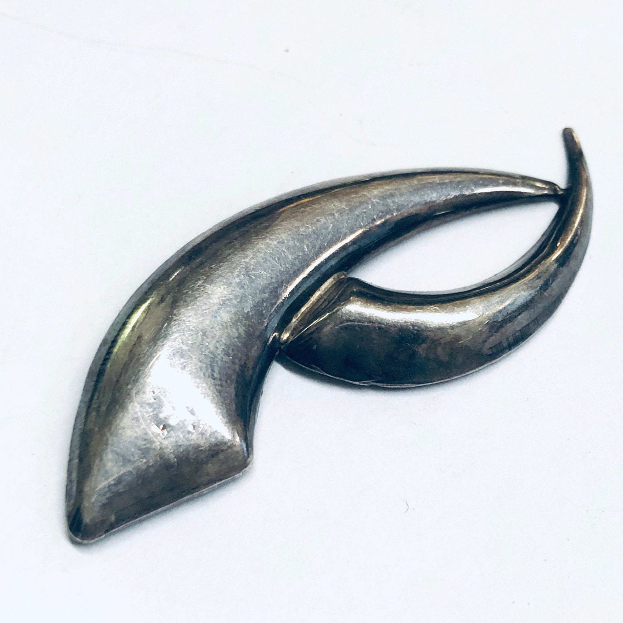 Abstract Silver Brooch, Unique Design Pin, Silver Modernist Pin, Vintage Silver Brooch, Funky Jewelry