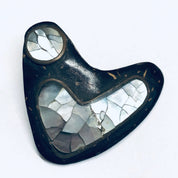 Abalone Clip On Earrings, Boomerang Earrings, Wooden Earrings, Shell Jewelry, Brown Earrings