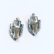 Rhinestone Clip On Earrings, Black Rhinestone Earrings, Retro Earrings, Black and Silver Earrings