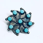 Turquoise Clip On Earrings, Star Shaped Earrings, Silver and Turquoise Earrings, Vintage Clip Ons