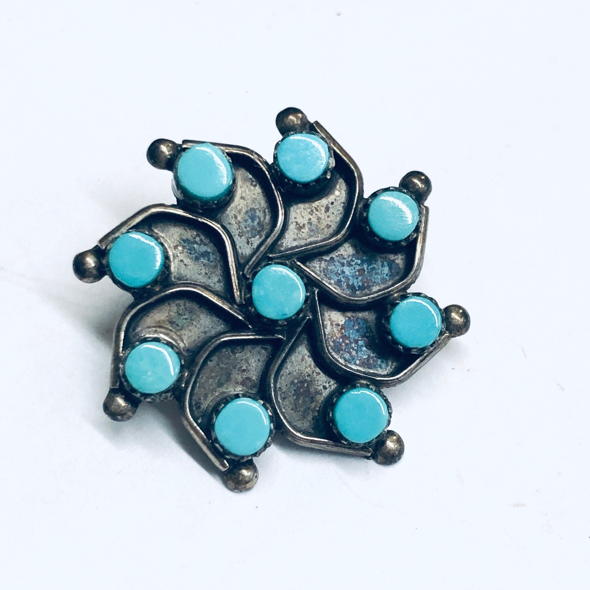 Turquoise Clip On Earrings, Star Shaped Earrings, Silver and Turquoise Earrings, Vintage Clip Ons