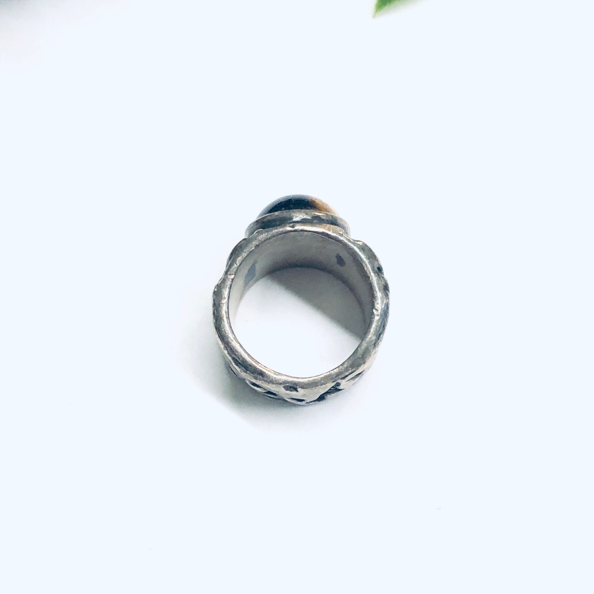 Vintage Tigers Eye Ring, Tigers Eye Jewelry, Thick Band Ring, Brown Gemstone Ring, Gemini Birthstone Ring
