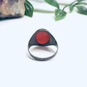 Vintage Carnelian Ring, Red Stone Ring, Silver and Carnelian Ring, Mens Jewelry, US Size 11