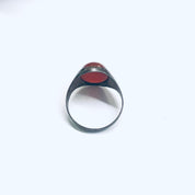 Vintage Carnelian Ring, Red Stone Ring, Silver and Carnelian Ring, Mens Jewelry, US Size 11
