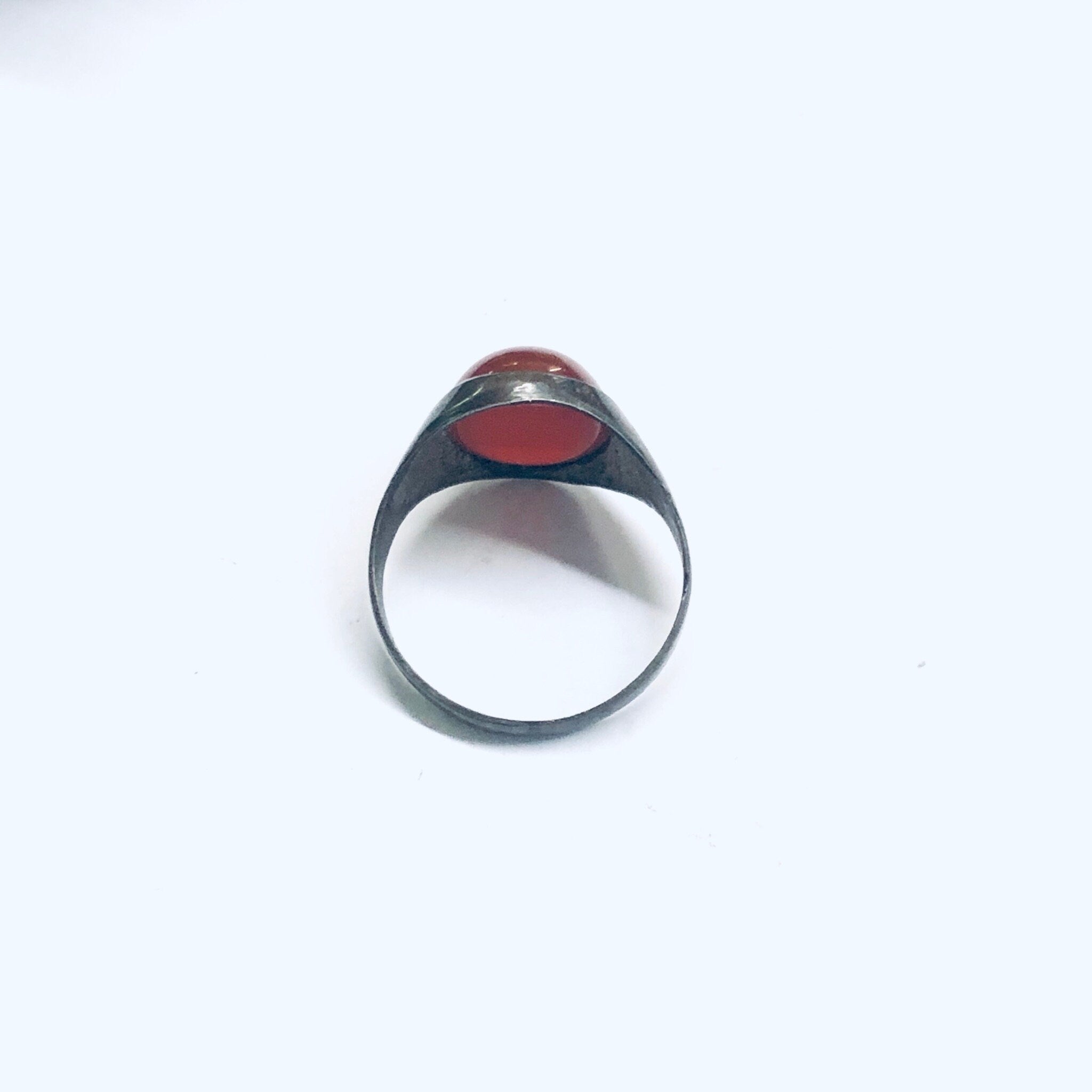 Vintage Carnelian Ring, Red Stone Ring, Silver and Carnelian Ring, Mens Jewelry, US Size 11