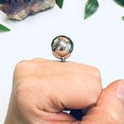Adjustable Ball Ring, Silver Tone Ring, Large Ball Ring, Minimalist Style Jewelry, Sizable Ring