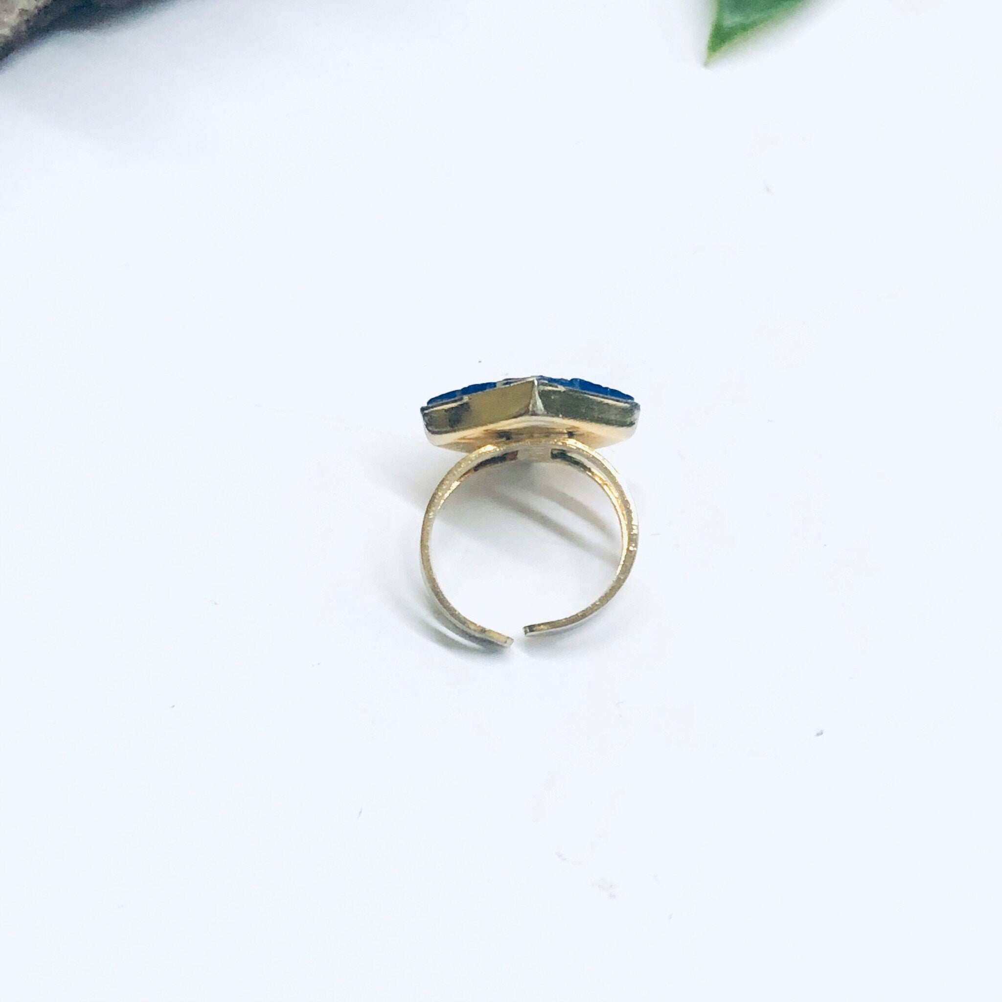 Millefiori Ring, Mosaic Ring, Gold Toned Ring, Flower Jewelry, Floral Design Ring, Red Flower Ring, Made in Italy, Adjustable Ring