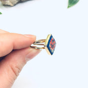 Millefiori Ring, Mosaic Ring, Gold Toned Ring, Flower Jewelry, Floral Design Ring, Red Flower Ring, Made in Italy, Adjustable Ring