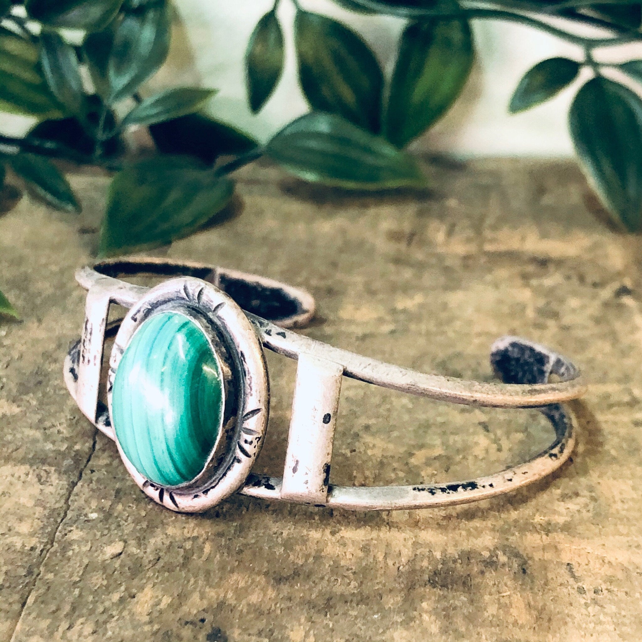 Vintage Bracelet, Cuff Bracelet, Vintage Cuff, Pewter Bracelet, Green Stone, Malachite Stone, Malachite Jewelry, Vintage Jewelry, Green