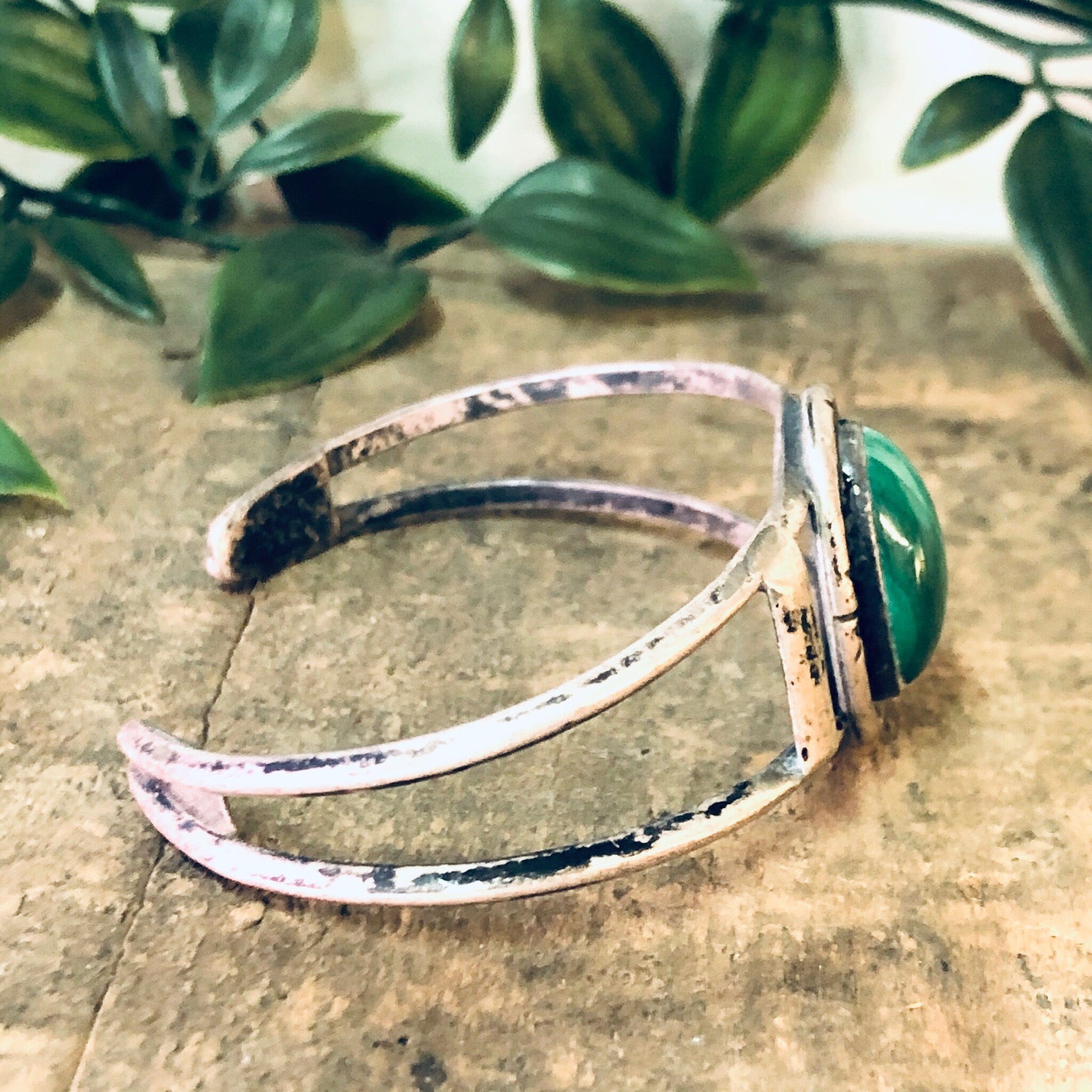 Vintage Bracelet, Cuff Bracelet, Vintage Cuff, Pewter Bracelet, Green Stone, Malachite Stone, Malachite Jewelry, Vintage Jewelry, Green