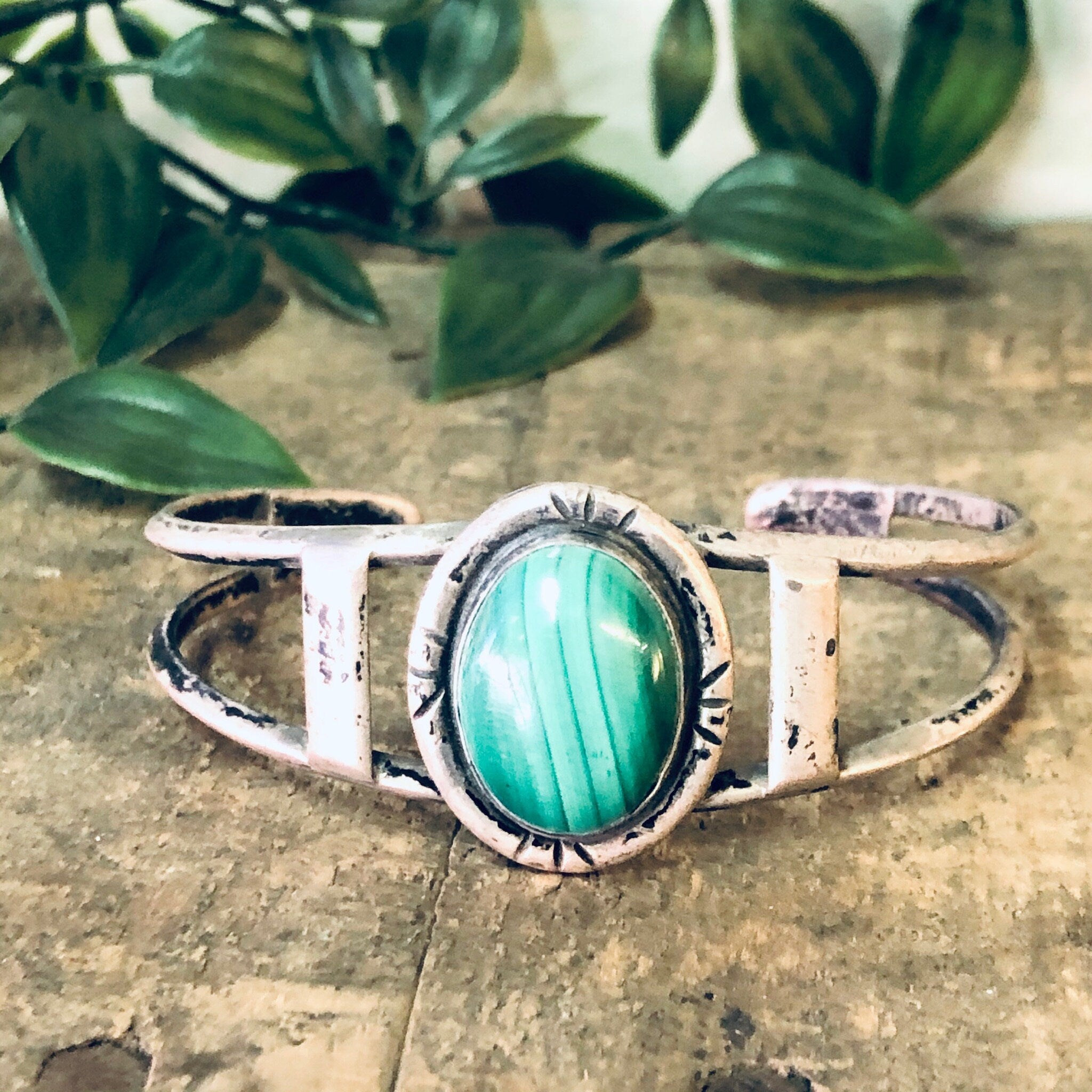 Vintage Bracelet, Cuff Bracelet, Vintage Cuff, Pewter Bracelet, Green Stone, Malachite Stone, Malachite Jewelry, Vintage Jewelry, Green