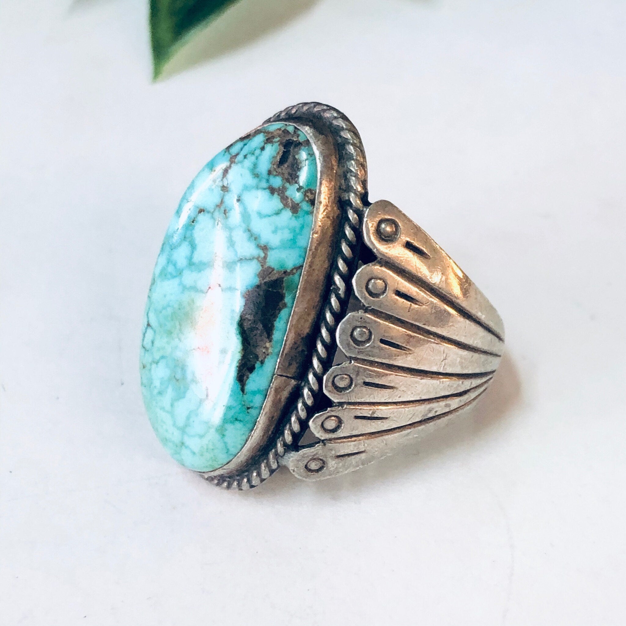 Vintage Ring, Turquoise Ring, Statement Ring, Vintage Jewelry, Turquoise Jewelry, Large Ring, Boho Style, Bohemian Jewelry, Blue Turquoise,